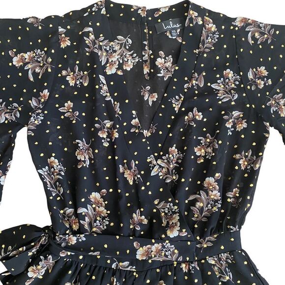 Lulu’s | Midnight Voyage Black Floral Print Romper - Picture 7 of 12